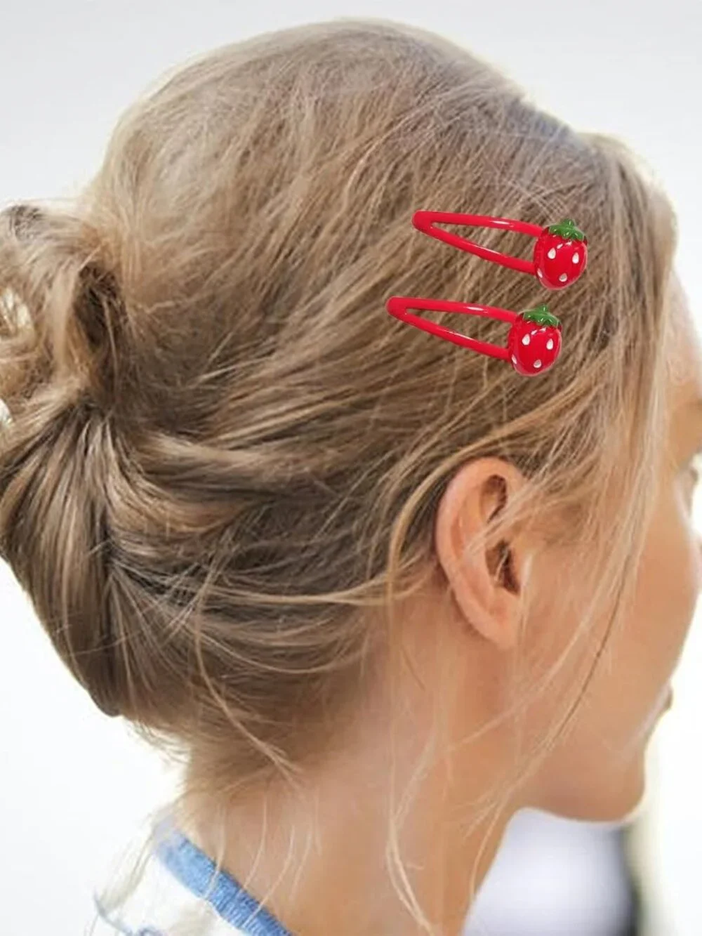 Strawberry Hair Clip - 4Pcs Red Metal Snap Fruit Hair Clips Hair Barrettes Cute
